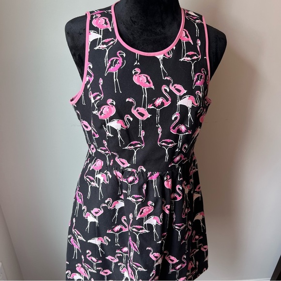 Crown & Ivy Black Black & Pink Flamingo Dress -Size 12P - Picture 4 of 13